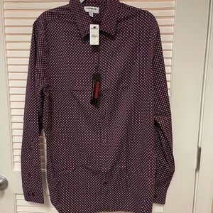 Express extra slim dot print wrinkle-resistant performance dress shirt